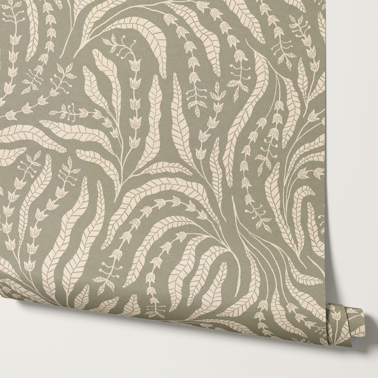 Eunis Vines Olive Wallpaper