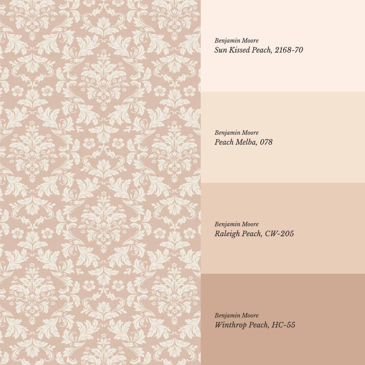 Evalia Damask Coral Peach Wallpaper