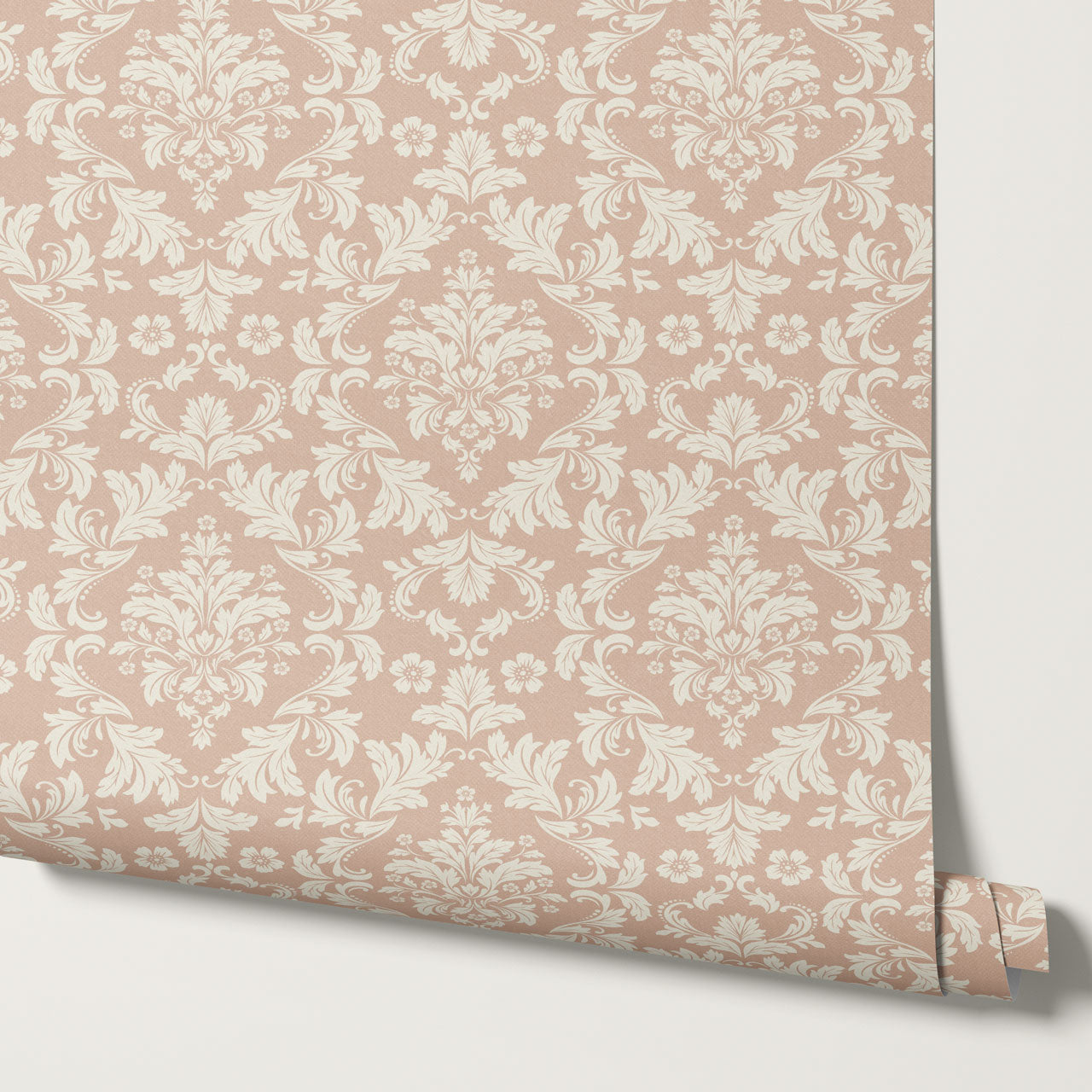 Evalia Damask Coral Peach Wallpaper