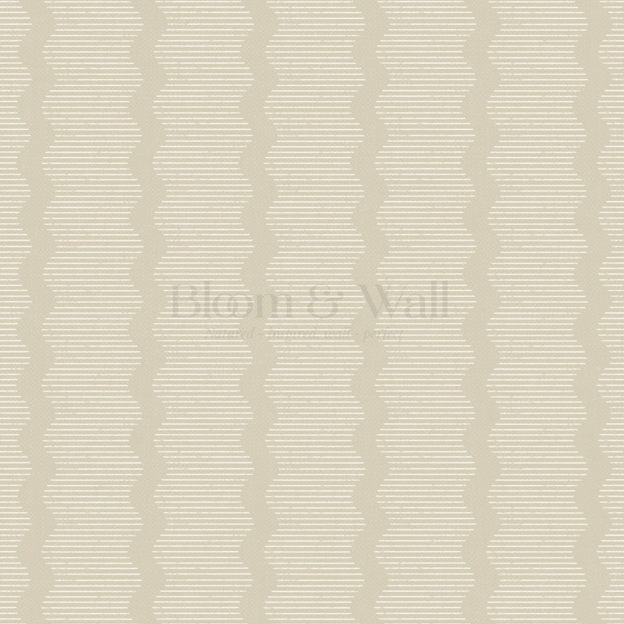 Evangeline Textured Wavy Stripes Warm Beige Wallpaper