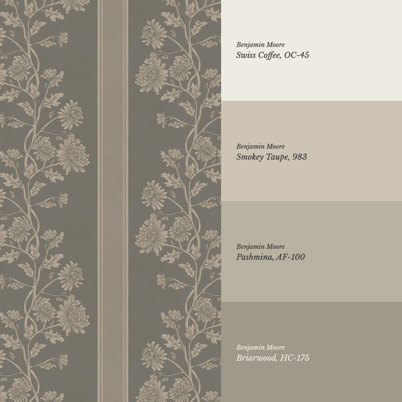 Everleigh Chrysanthemum Stripes Rocky Road Wallpaper