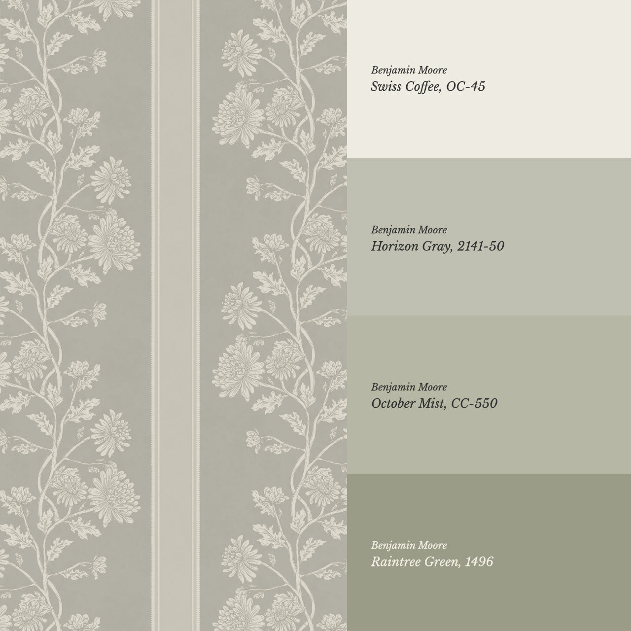 Everleigh Chrysanthemum Stripes Stone Wallpaper