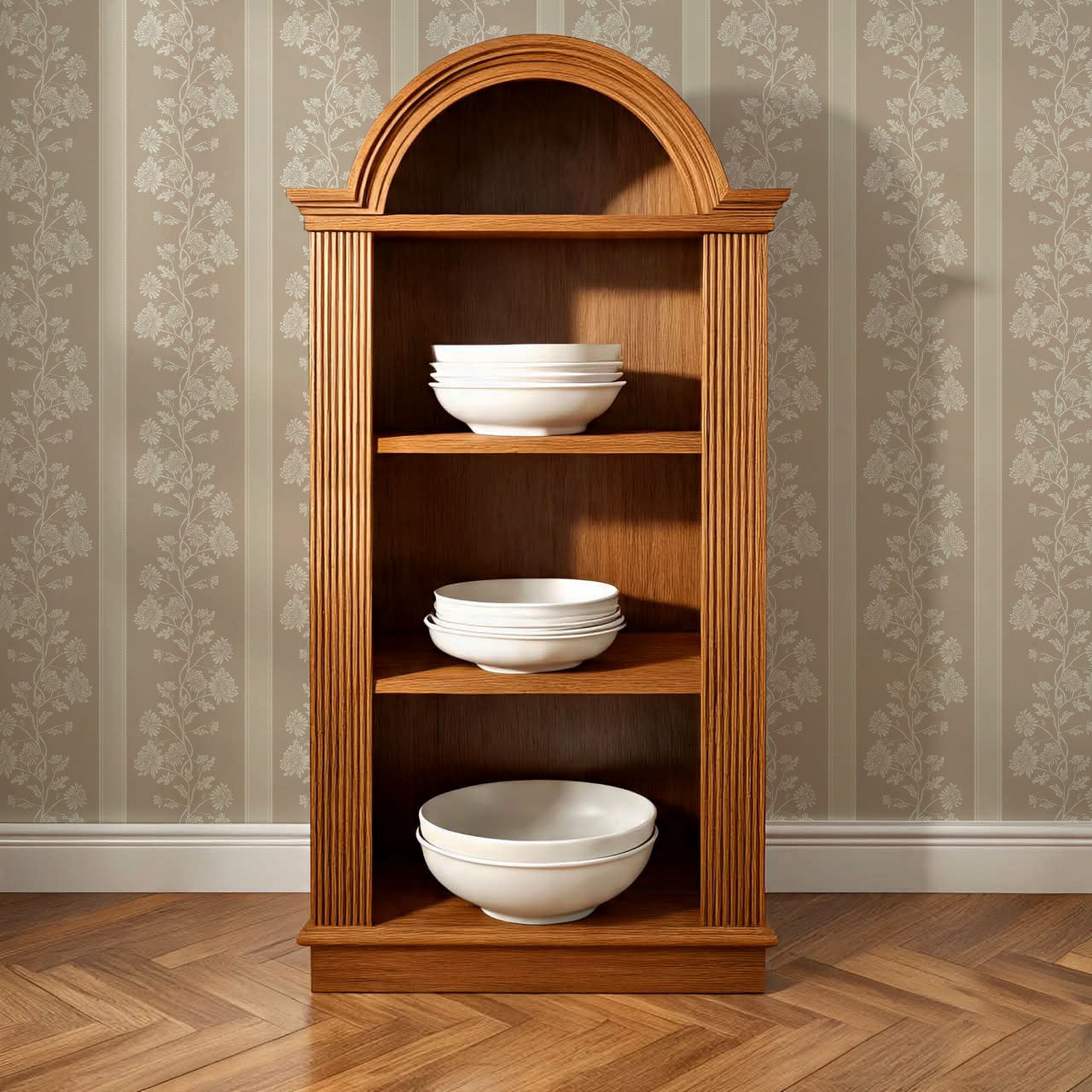 Everleigh Chrysanthemum Stripes Warm Sand Wallpaper