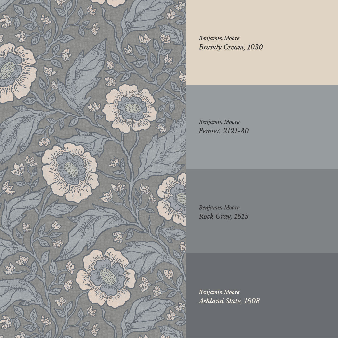 Evie Floral Vines Dusty Blue Wallpaper