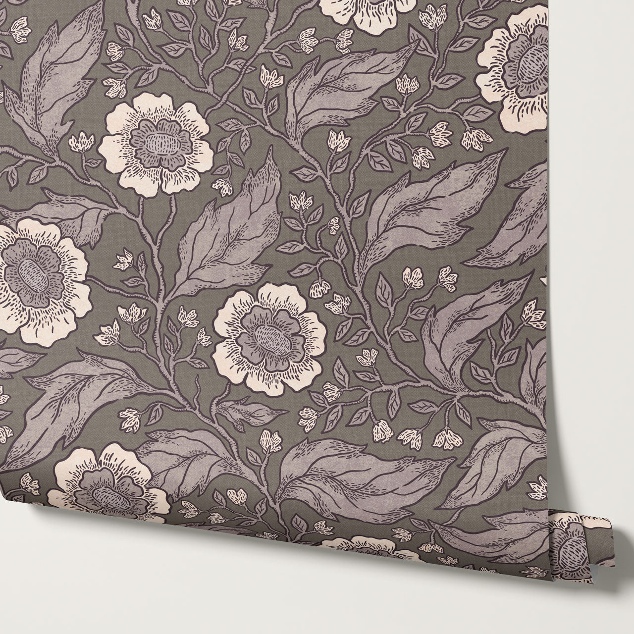 Evie Floral Vines Purple Sand Wallpaper