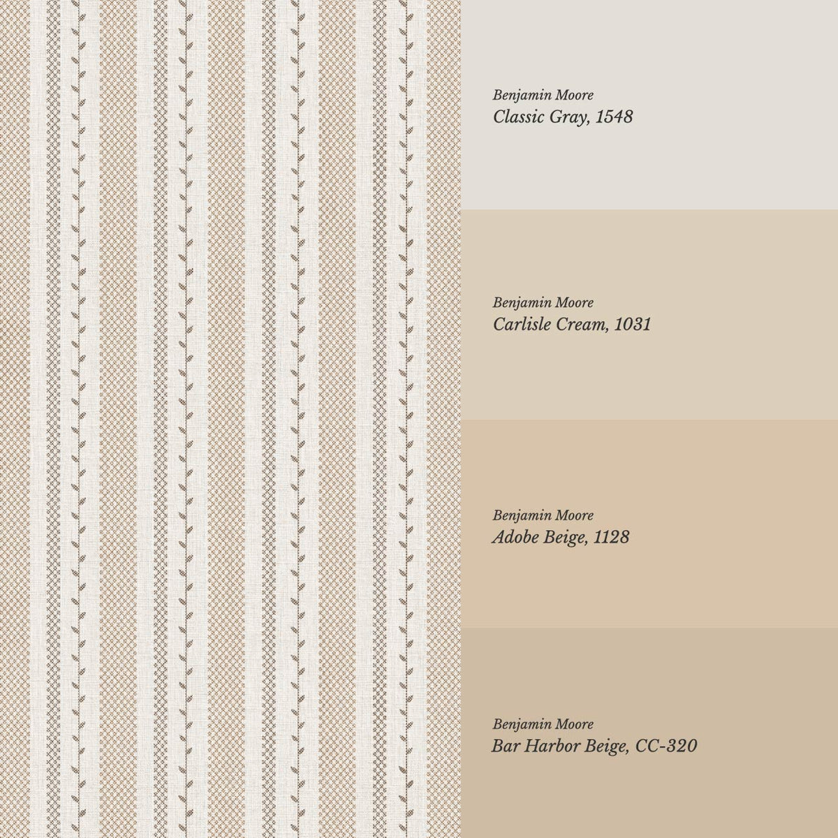 Fabiola Woodland Stripe Ivory Neutral Beige Wallpaper