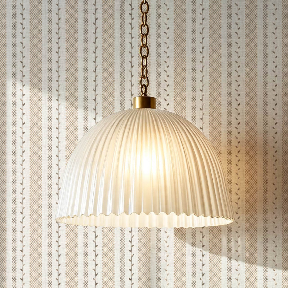 Fabiola Woodland Stripe Ivory Neutral Beige Wallpaper
