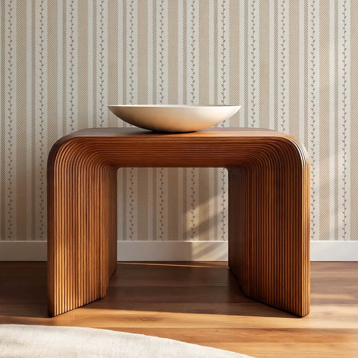 Fabiola Woodland Stripe Ivory Neutral Beige Wallpaper