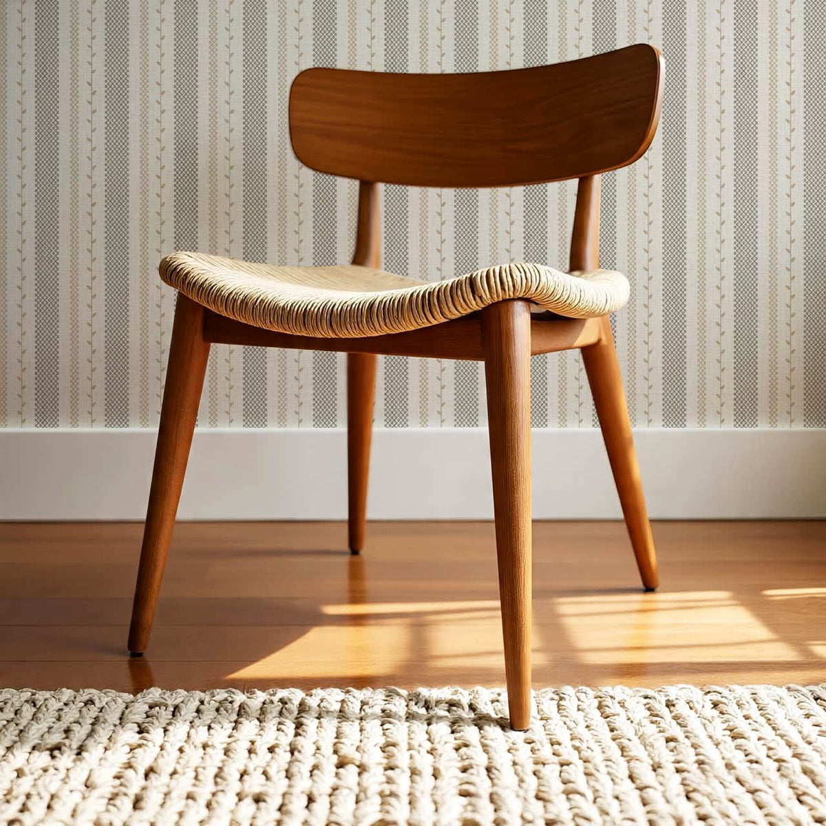Fabiola Woodland Stripe Ivory Beige Charcoal Wallpaper