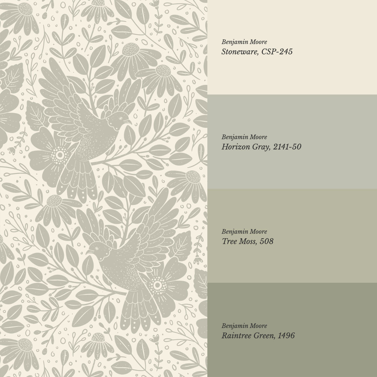 Fae Doves Cream Stone Wallpaper