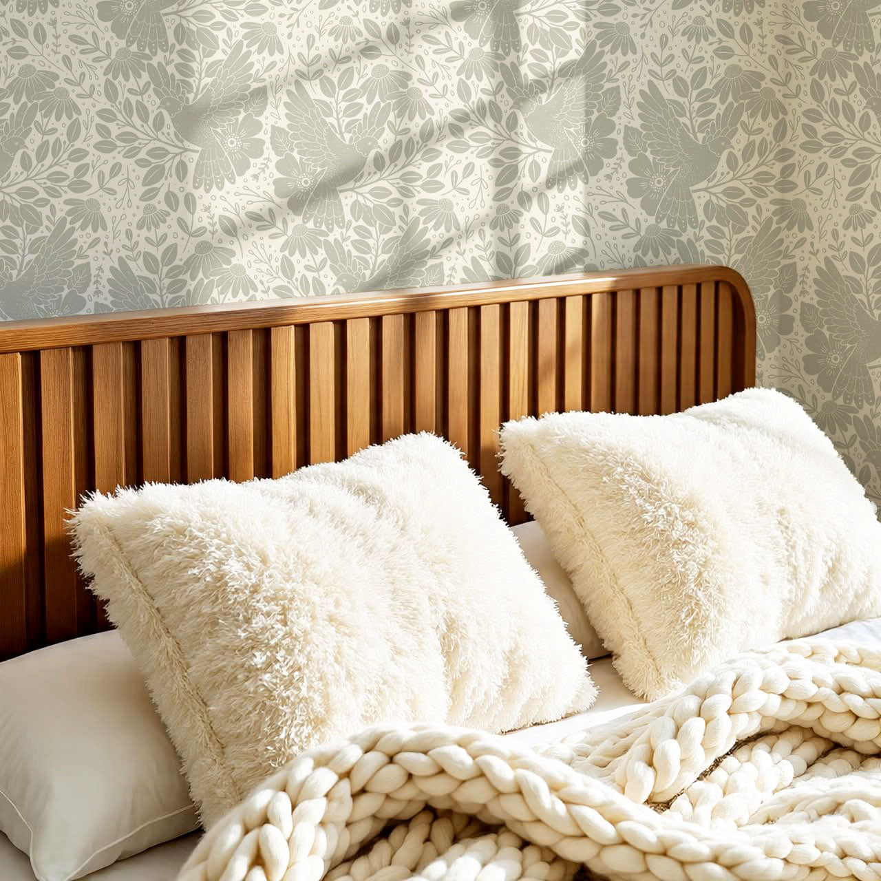 Fae Doves Cream Stone Wallpaper