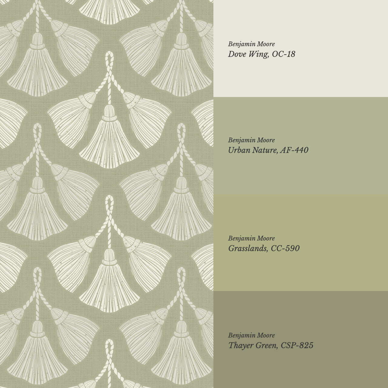 Fantasia Tassel Laurel Green Wallpaper