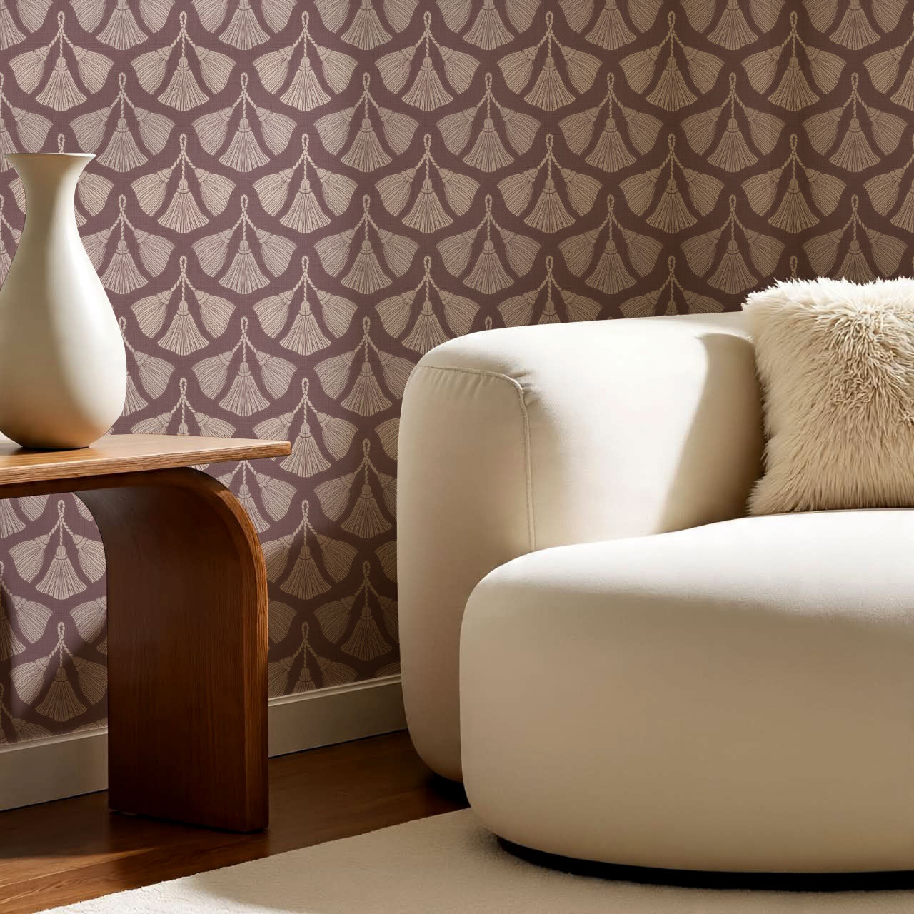 Fantasia Tassel Mauve Wallpaper