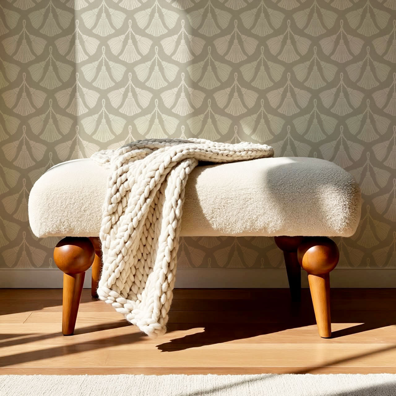 Fantasia Tassel Pastel Brown Wallpaper