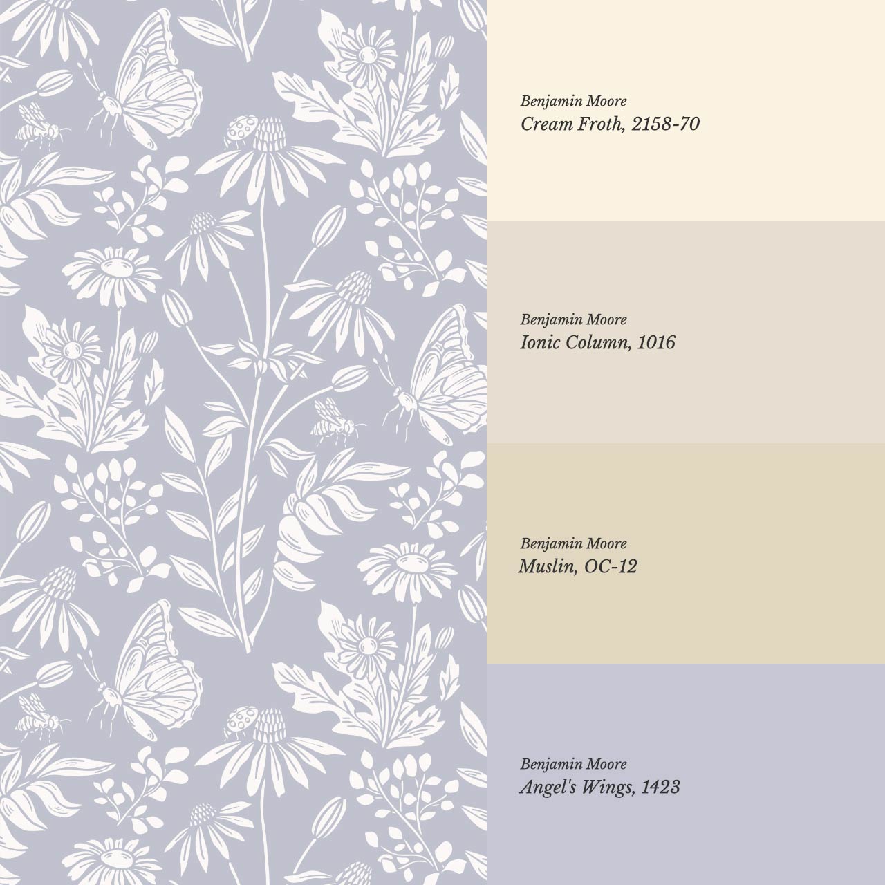 Faye Flutterby Chambray Wallpaper