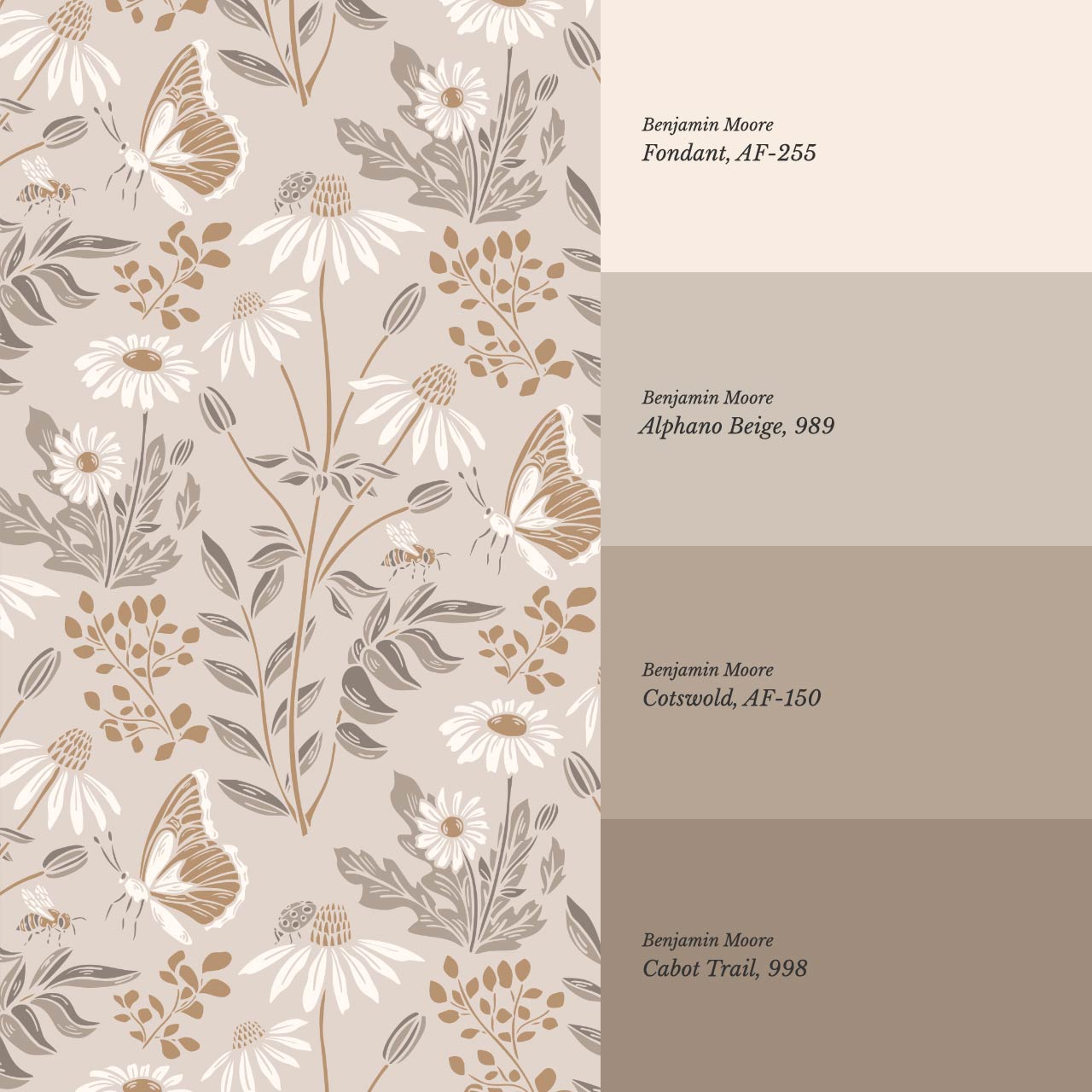 Faye Flutterby Latte Wallpaper