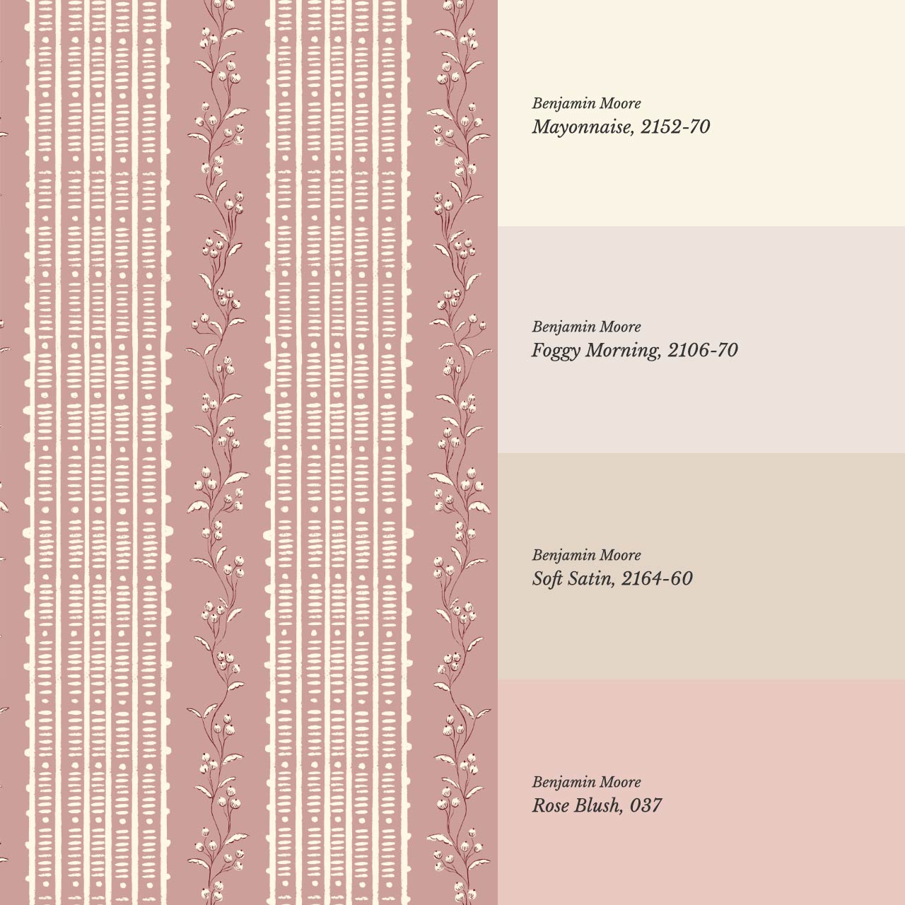 Feliciana Ticking Stripes Berry Rose Ivory Wallpaper