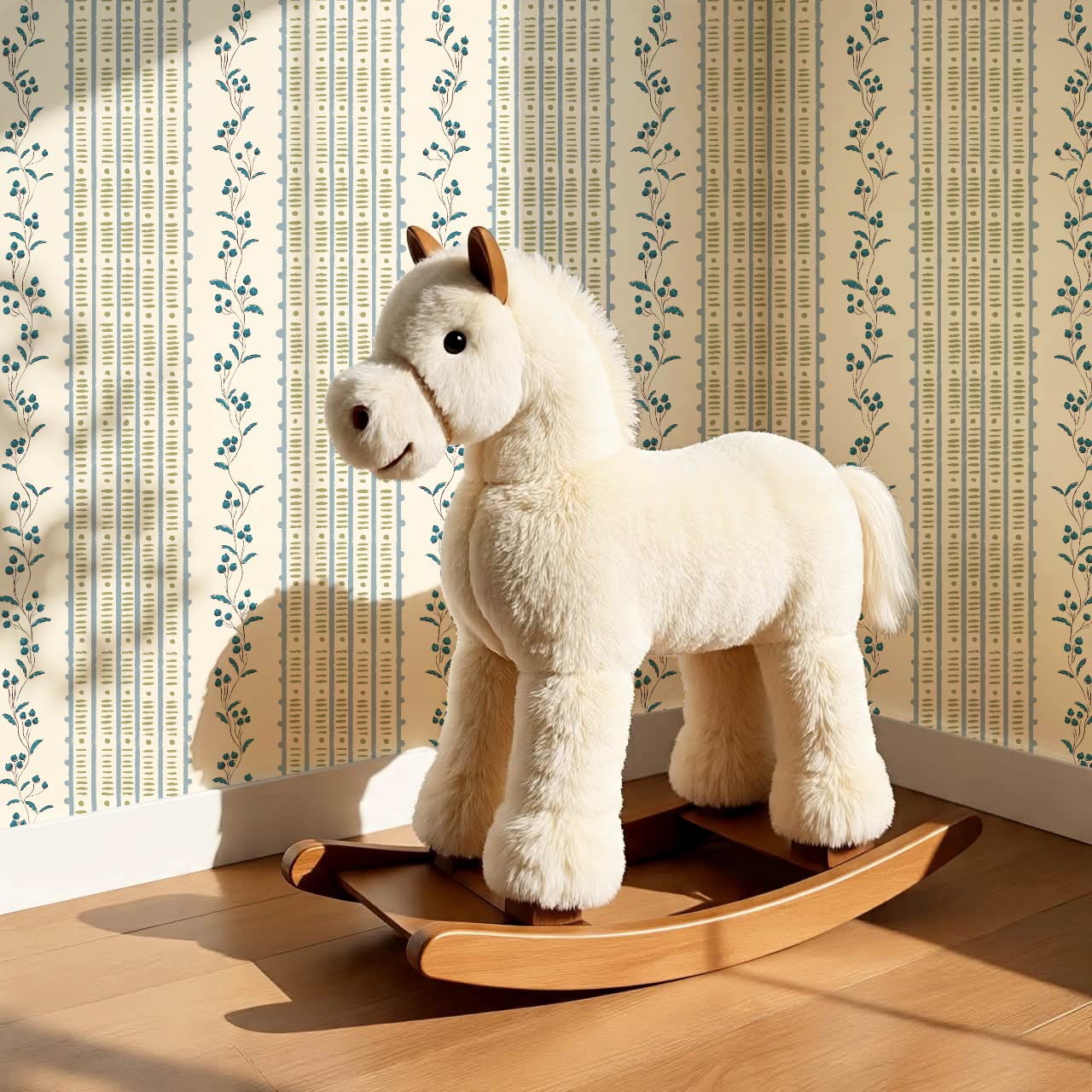 Feliciana Ticking Stripes French Blue Ivory Wallpaper