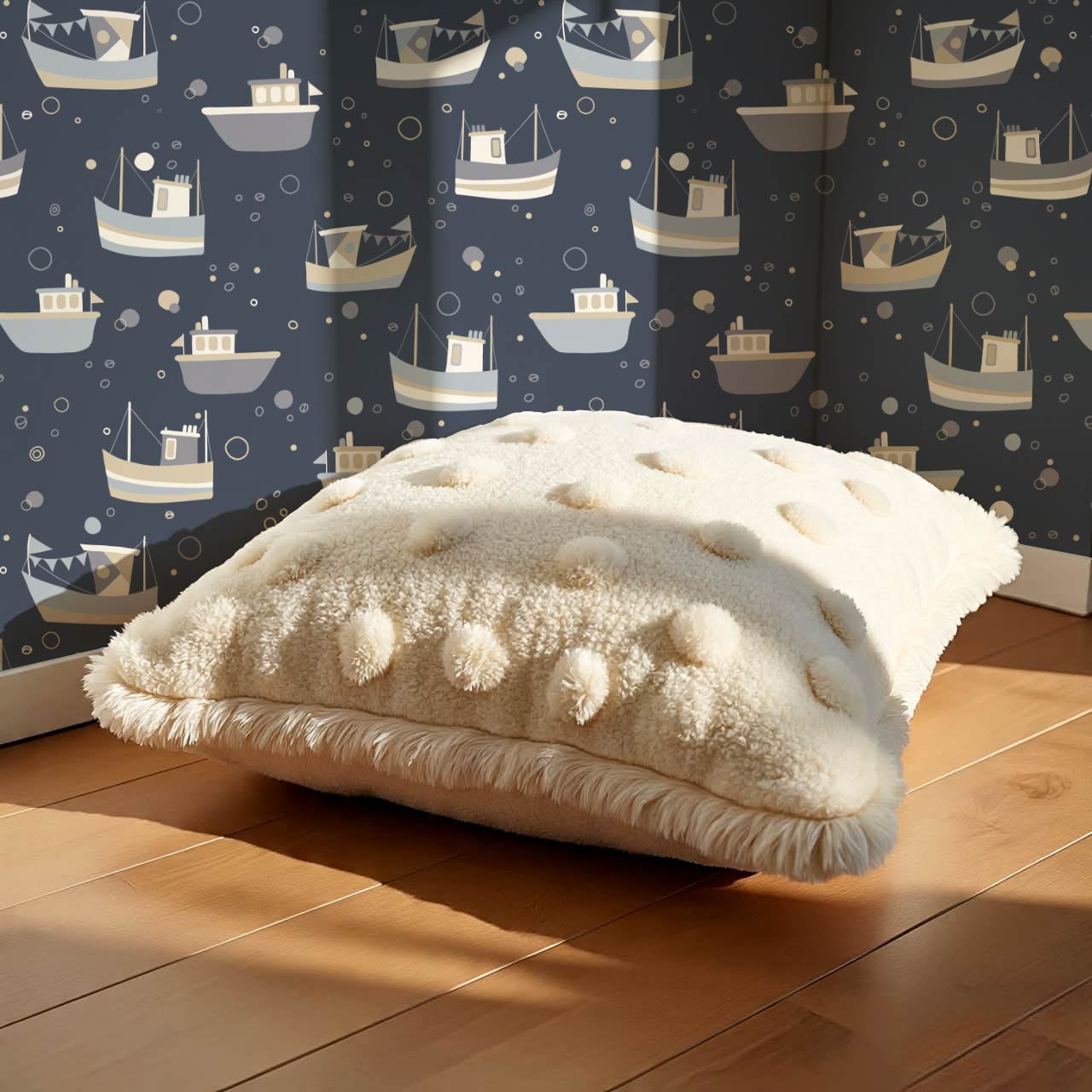 Felix Out to Sea Sailboats Blue Tan Wallpaper