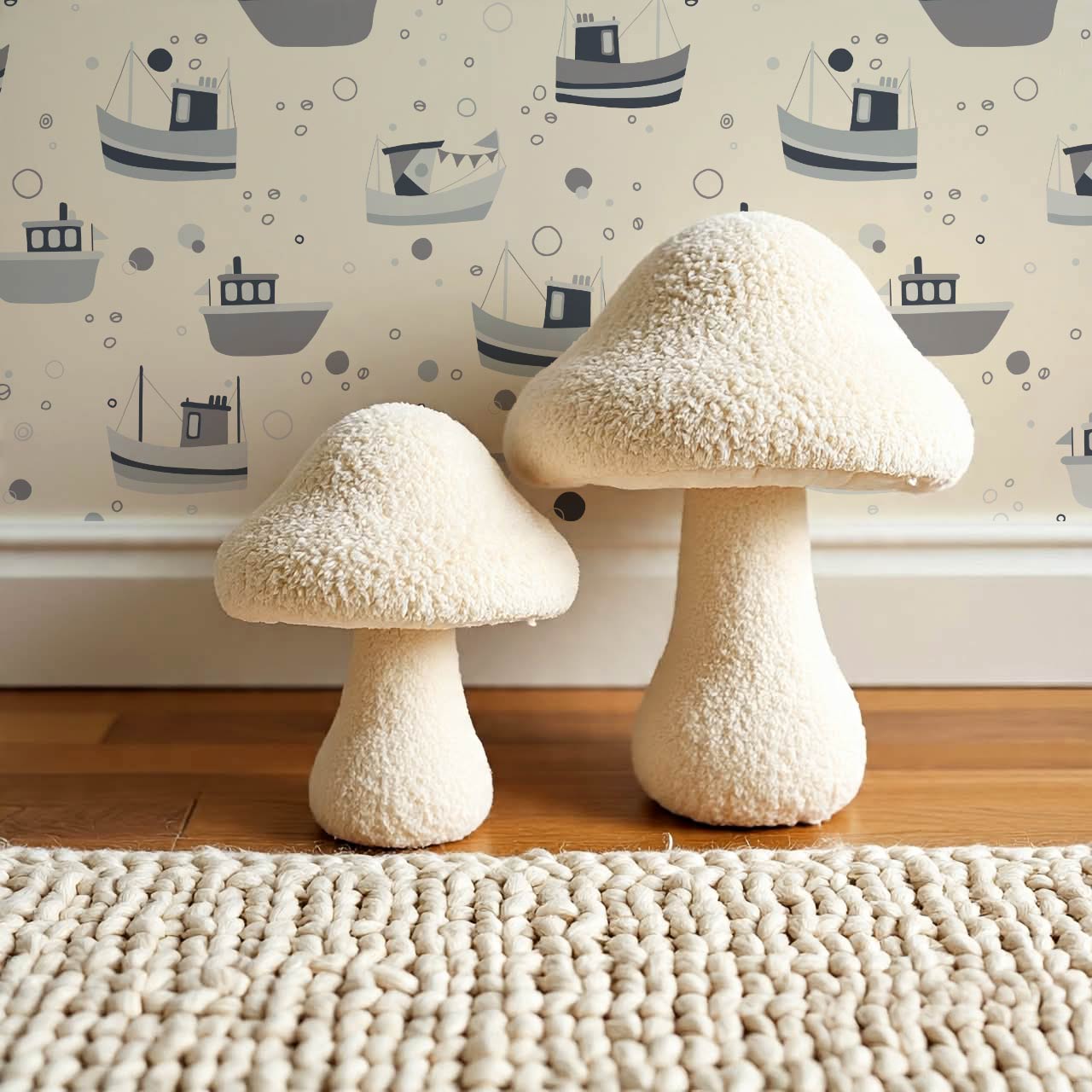 Felix Out to Sea Sailboats Cream Blue Wallpaper