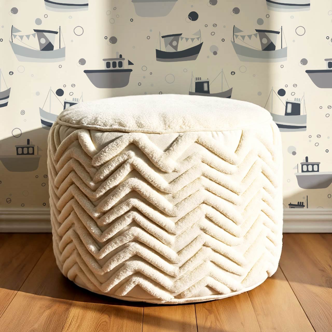 Felix Out to Sea Sailboats Cream Blue Wallpaper