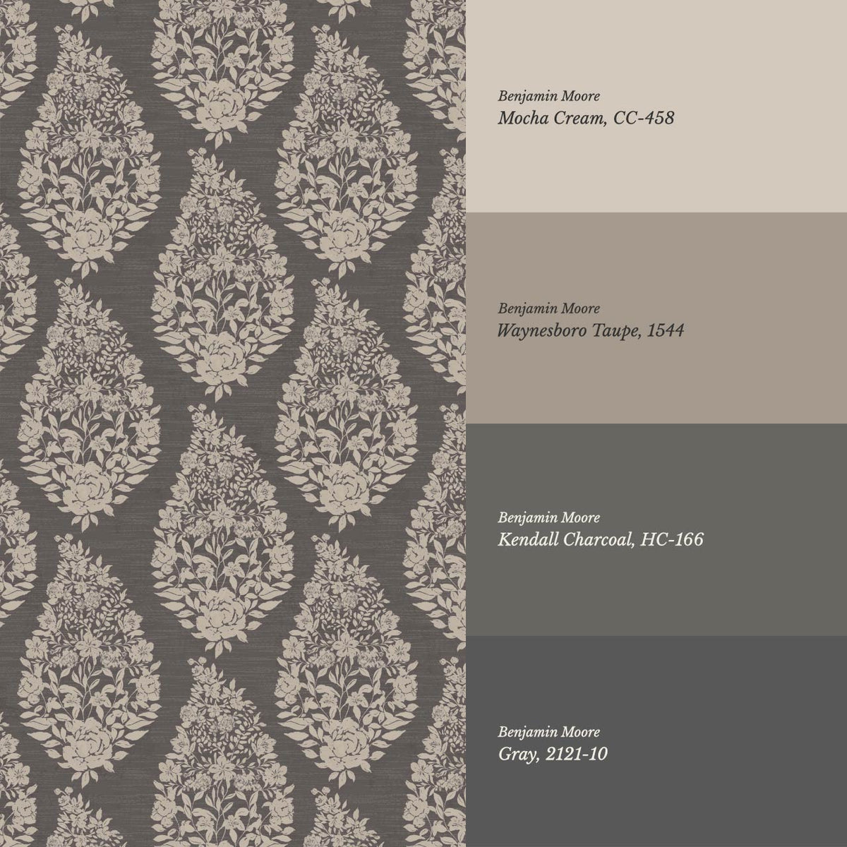 Fida Heirloom Paisley Charcoal Bone Wallpaper