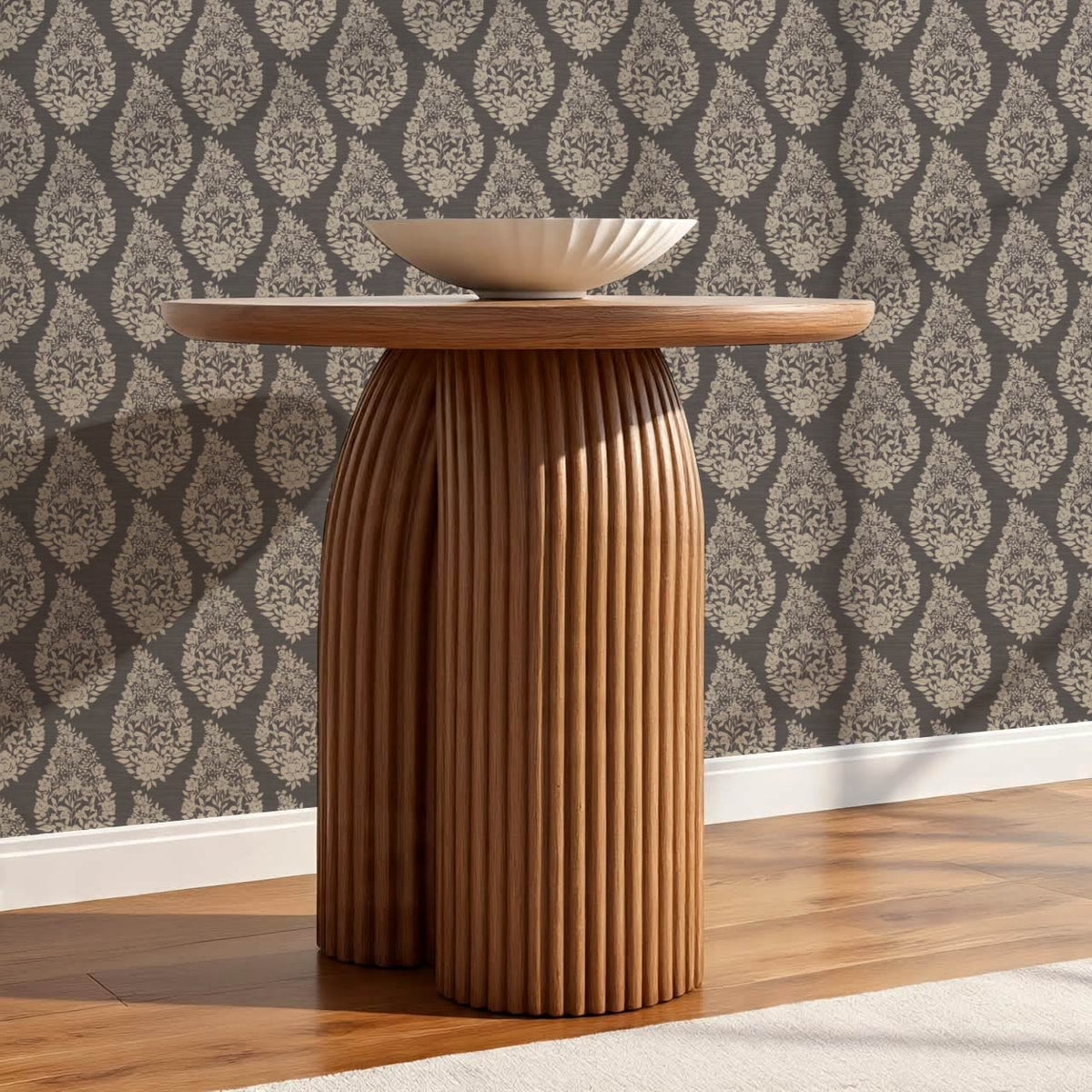 Fida Heirloom Paisley Charcoal Bone Wallpaper