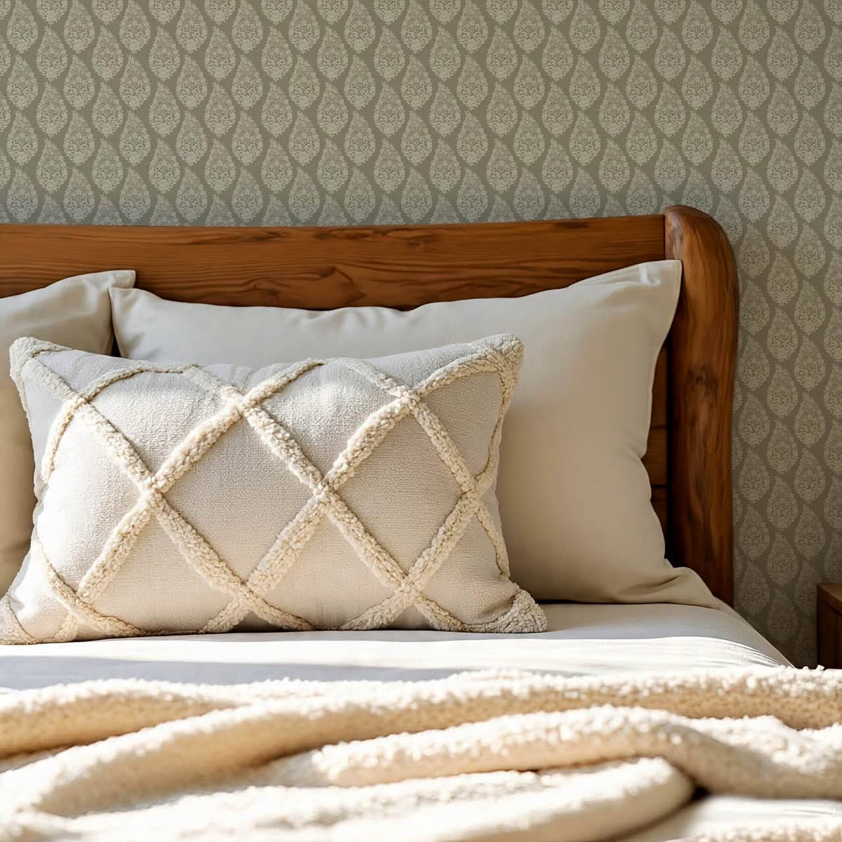 Fida Heirloom Paisley Sandstone Bone Wallpaper