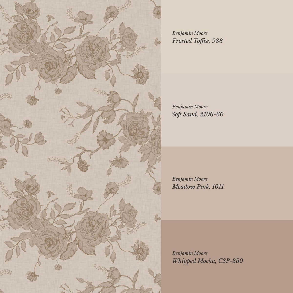 Fina Roses of Memory Muted Taupe Beige Wallpaper