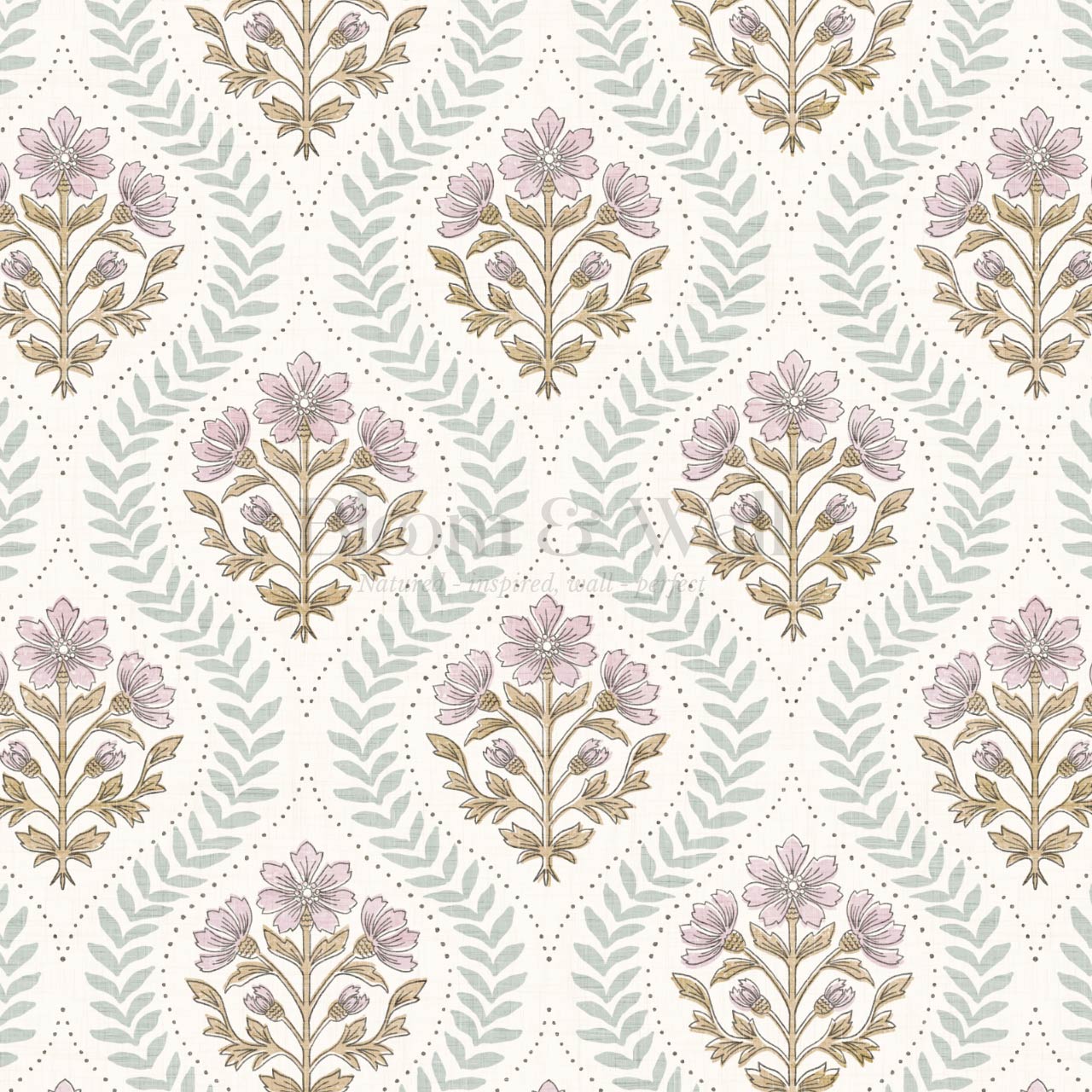 Flor Cosmos Flower Block Print Pastel Cream Wallpaper