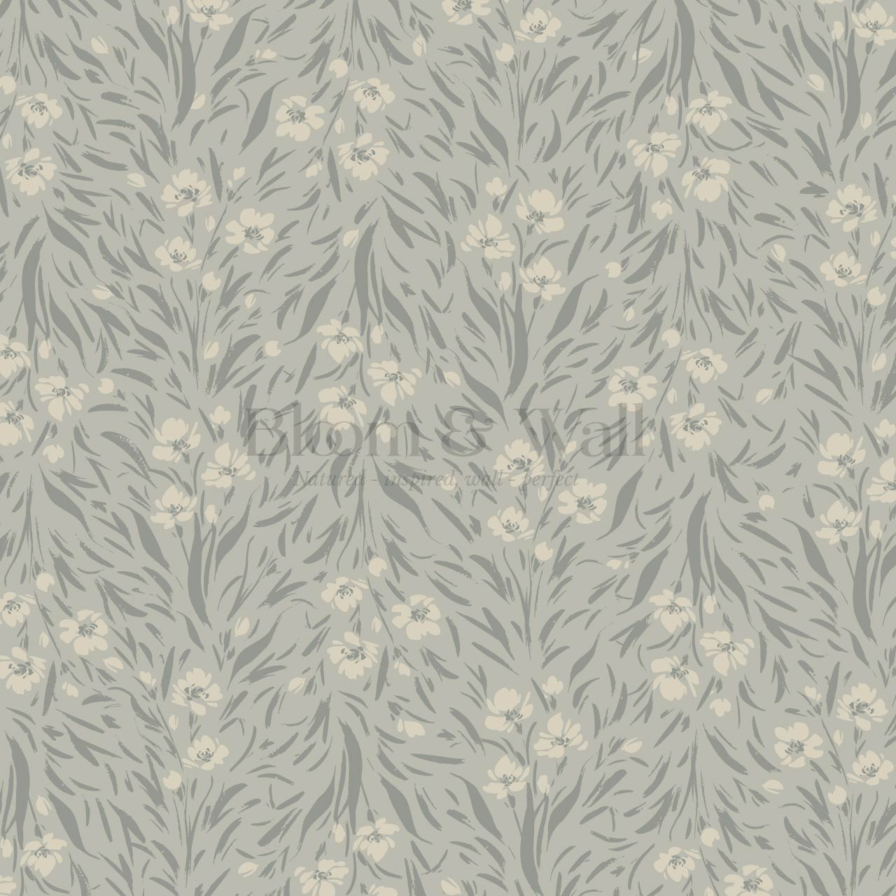 Flora Botanical Dove Gray Wallpaper