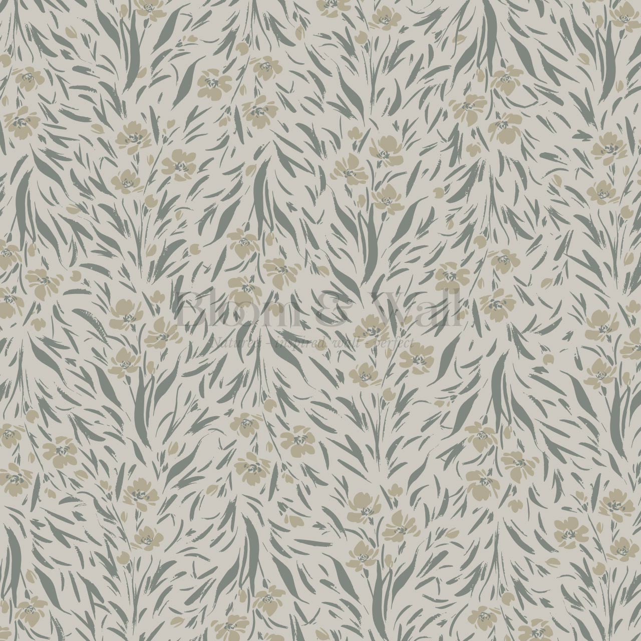 Flora Botanical Duxbury Gray Wallpaper