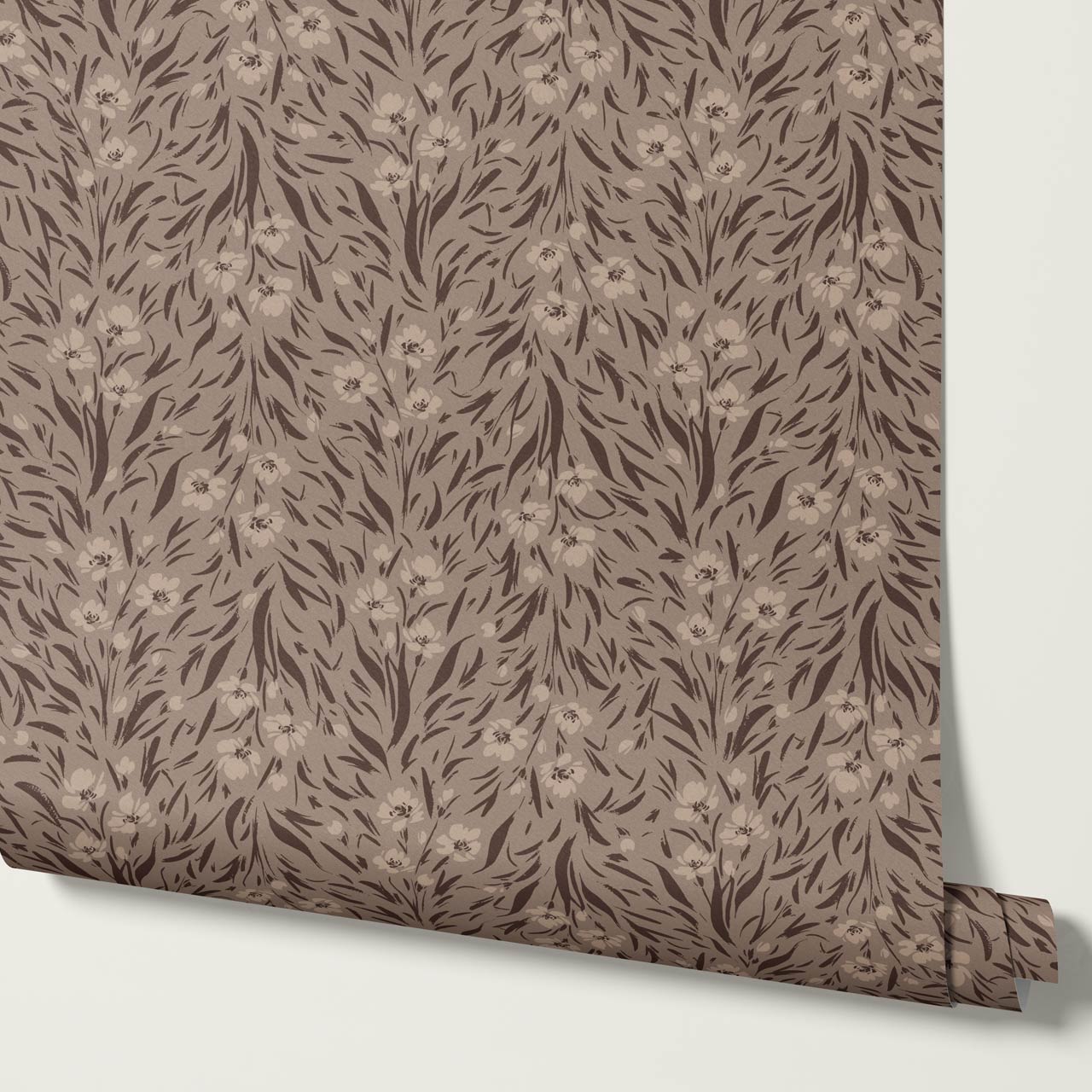 Flora Botanical Mocha Wallpaper
