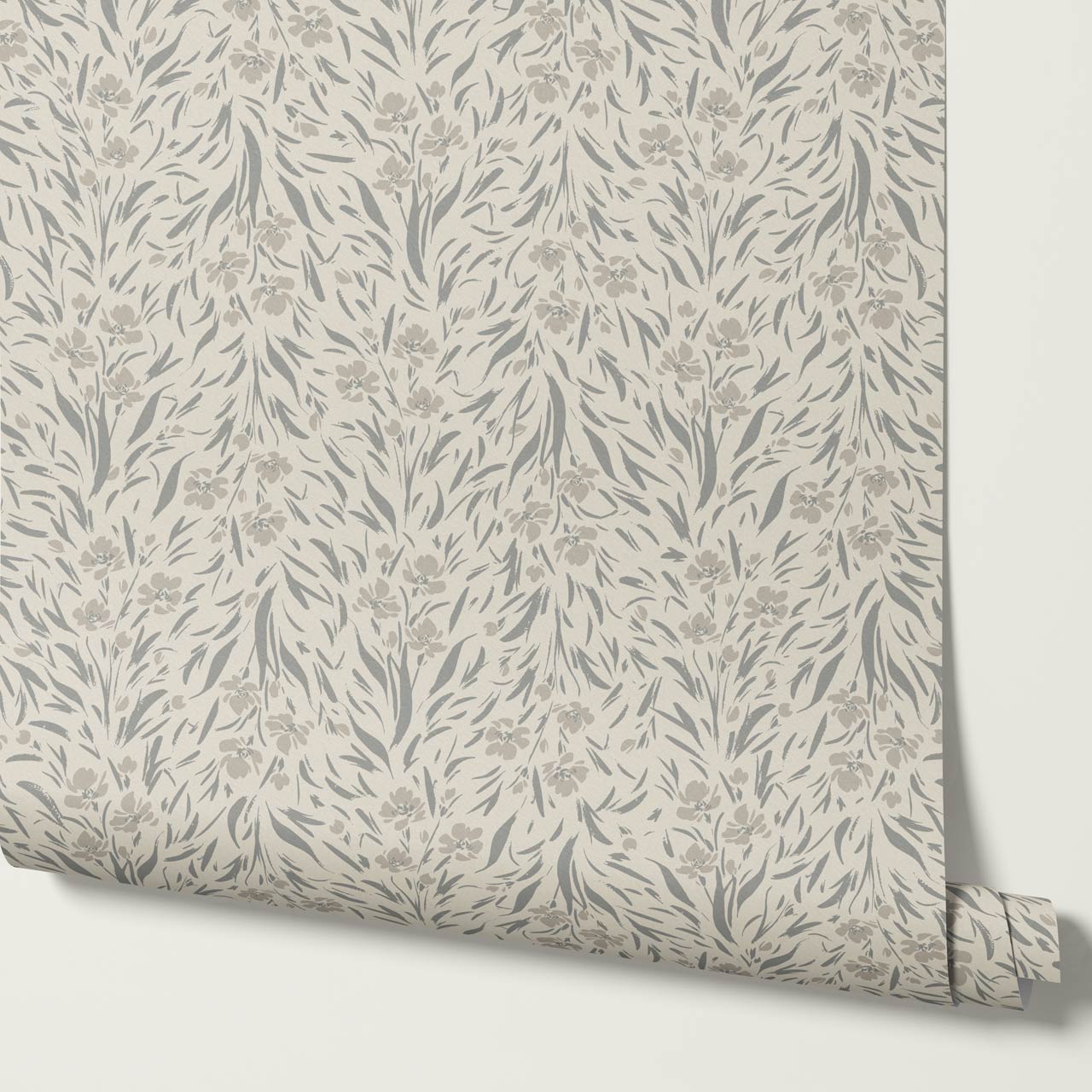 Flora Botanical Gray Mist Wallpaper