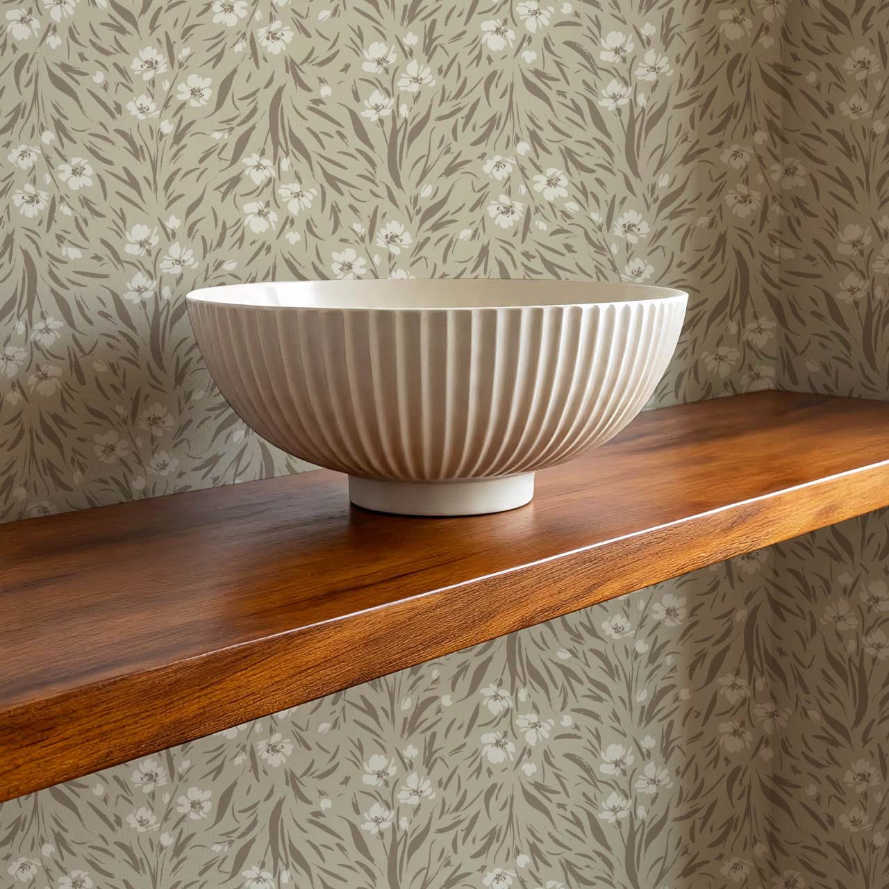 Flora Botanical Beige Wallpaper