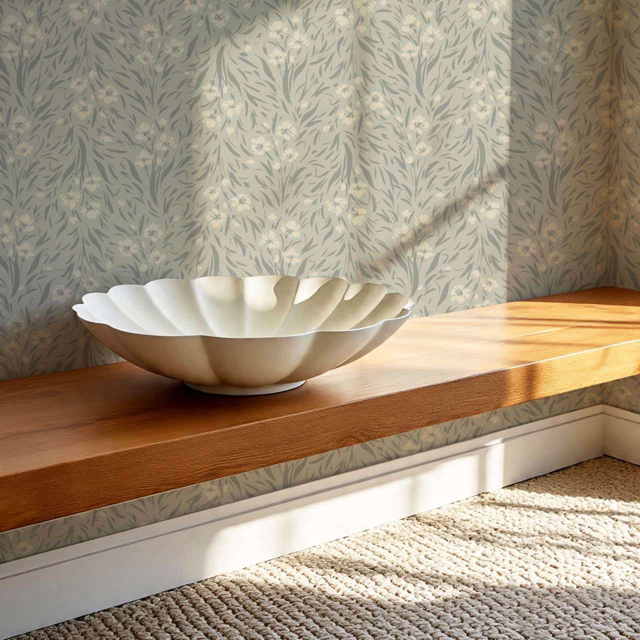 Flora Botanical Dove Gray Wallpaper