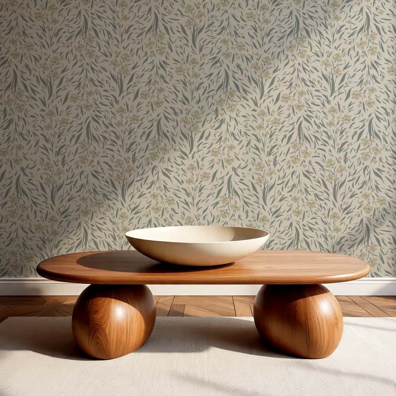 Flora Botanical Duxbury Gray Wallpaper