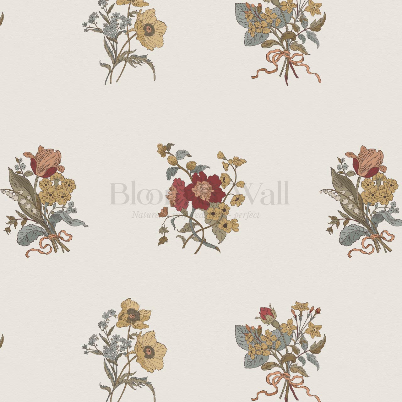 Florencia Antique Blooms Cream Honey Wallpaper