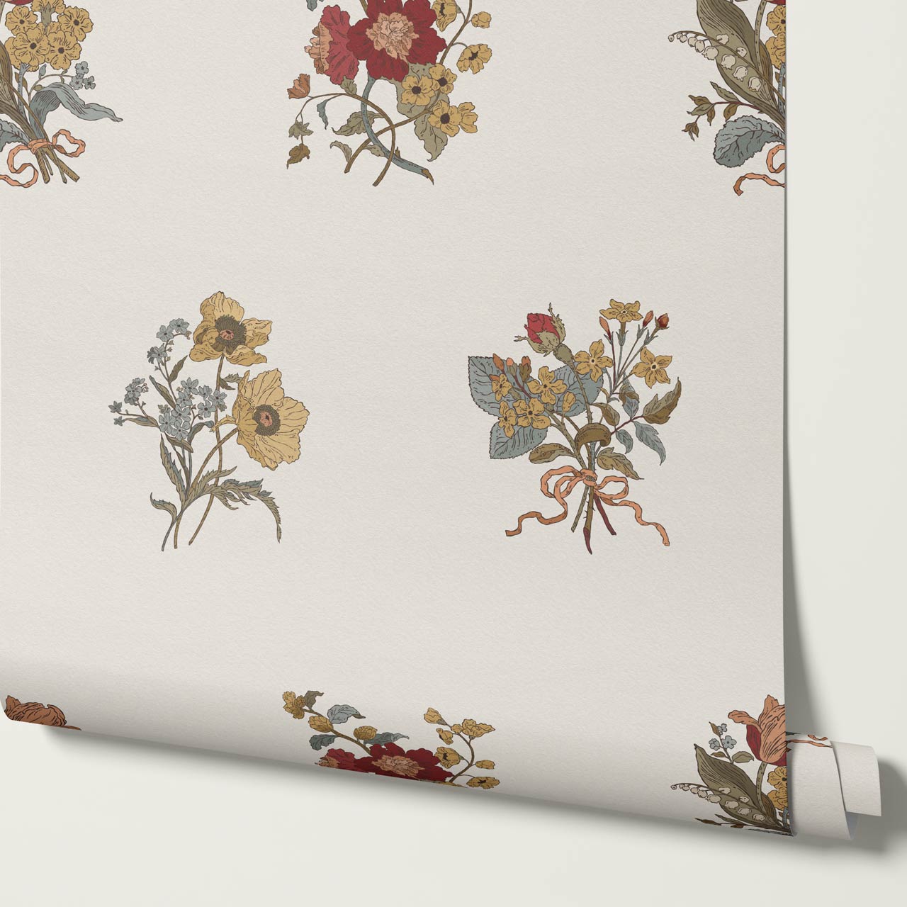 Florencia Antique Blooms Cream Honey Wallpaper