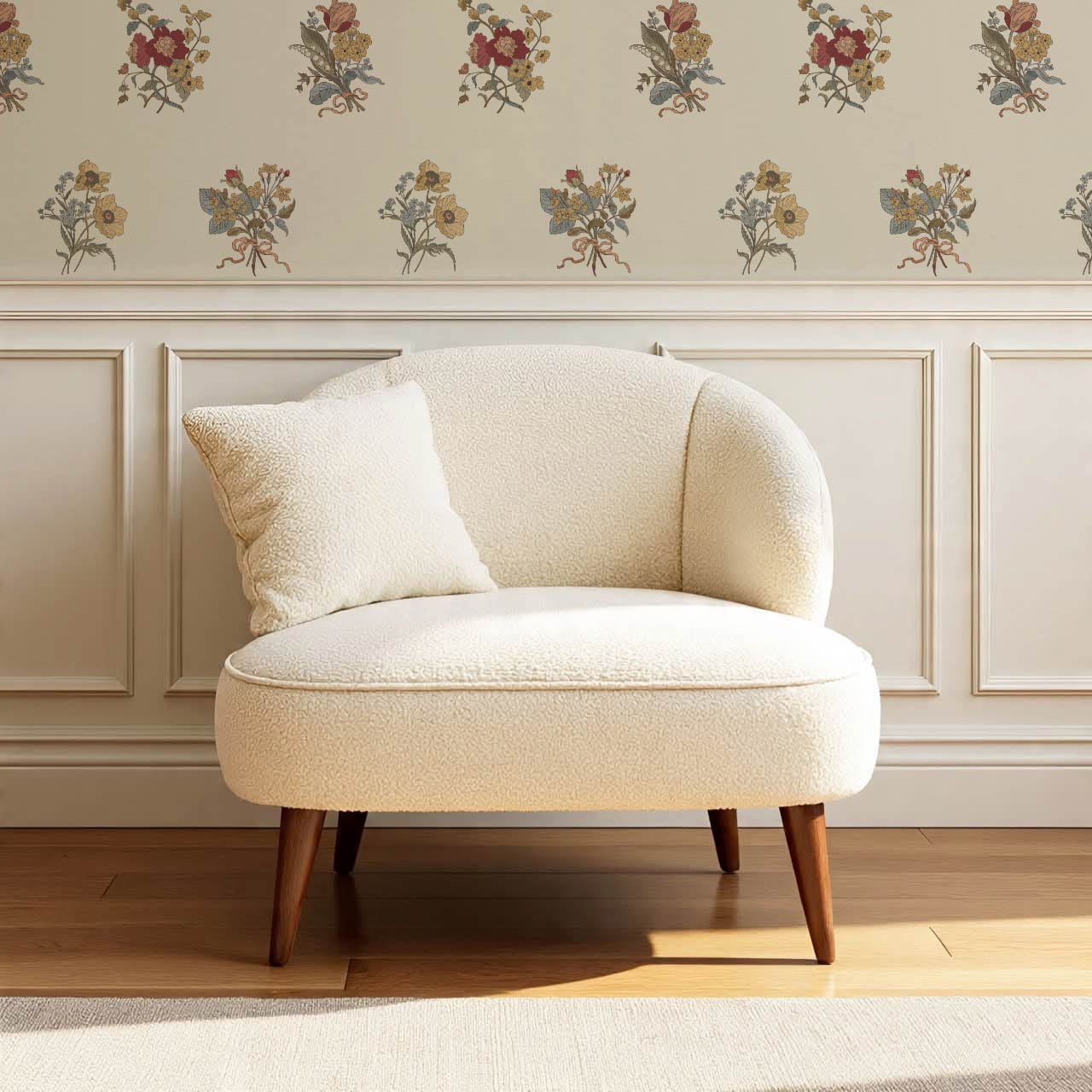 Florencia Antique Blooms Almond Mustard Wallpaper