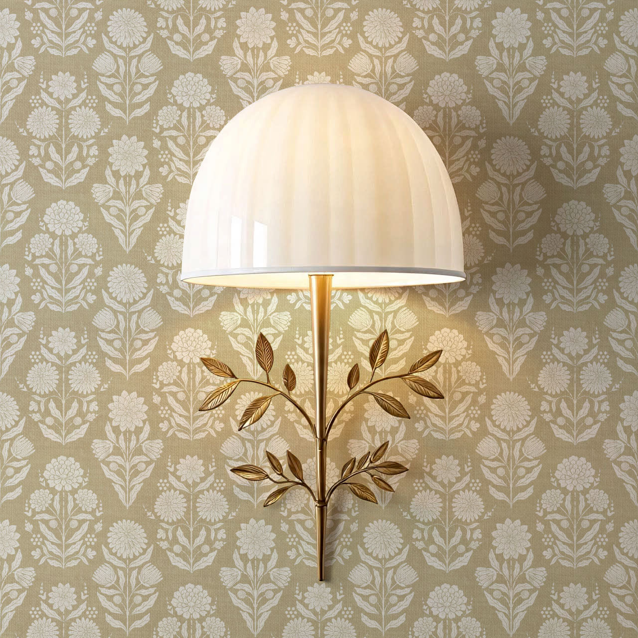Floriane Vintage Floral Block Print Gold Wallpaper