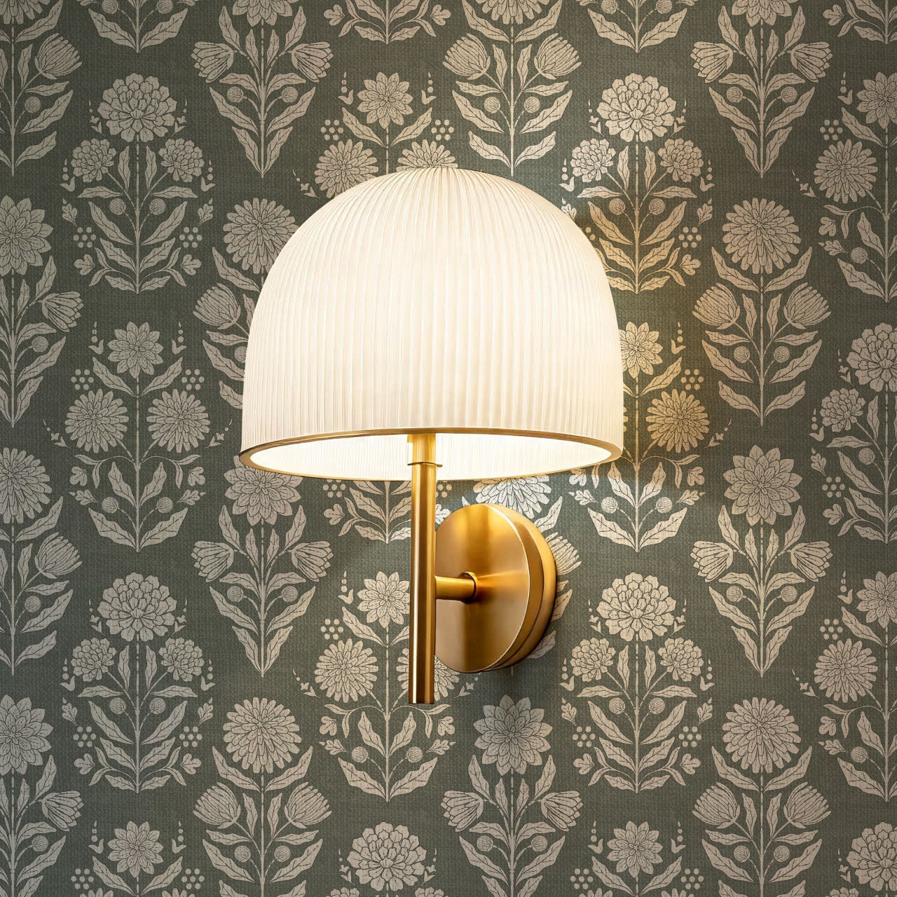 Floriane Vintage Floral Block Print Sage Wallpaper