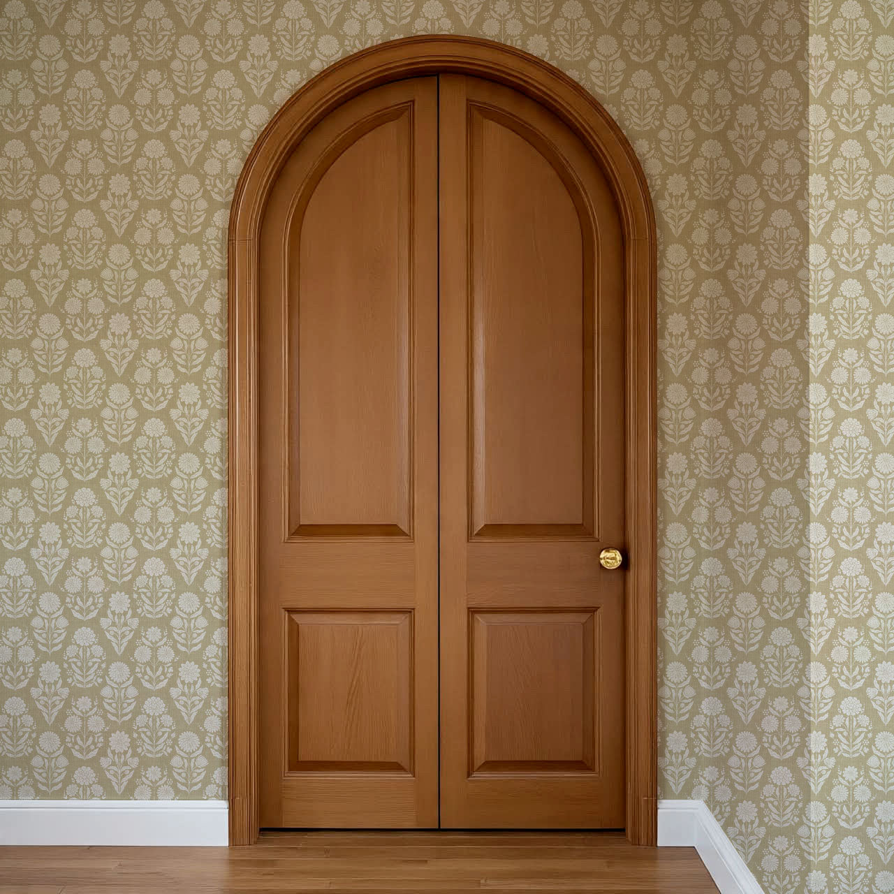 Floriane Vintage Floral Block Print Gold Wallpaper
