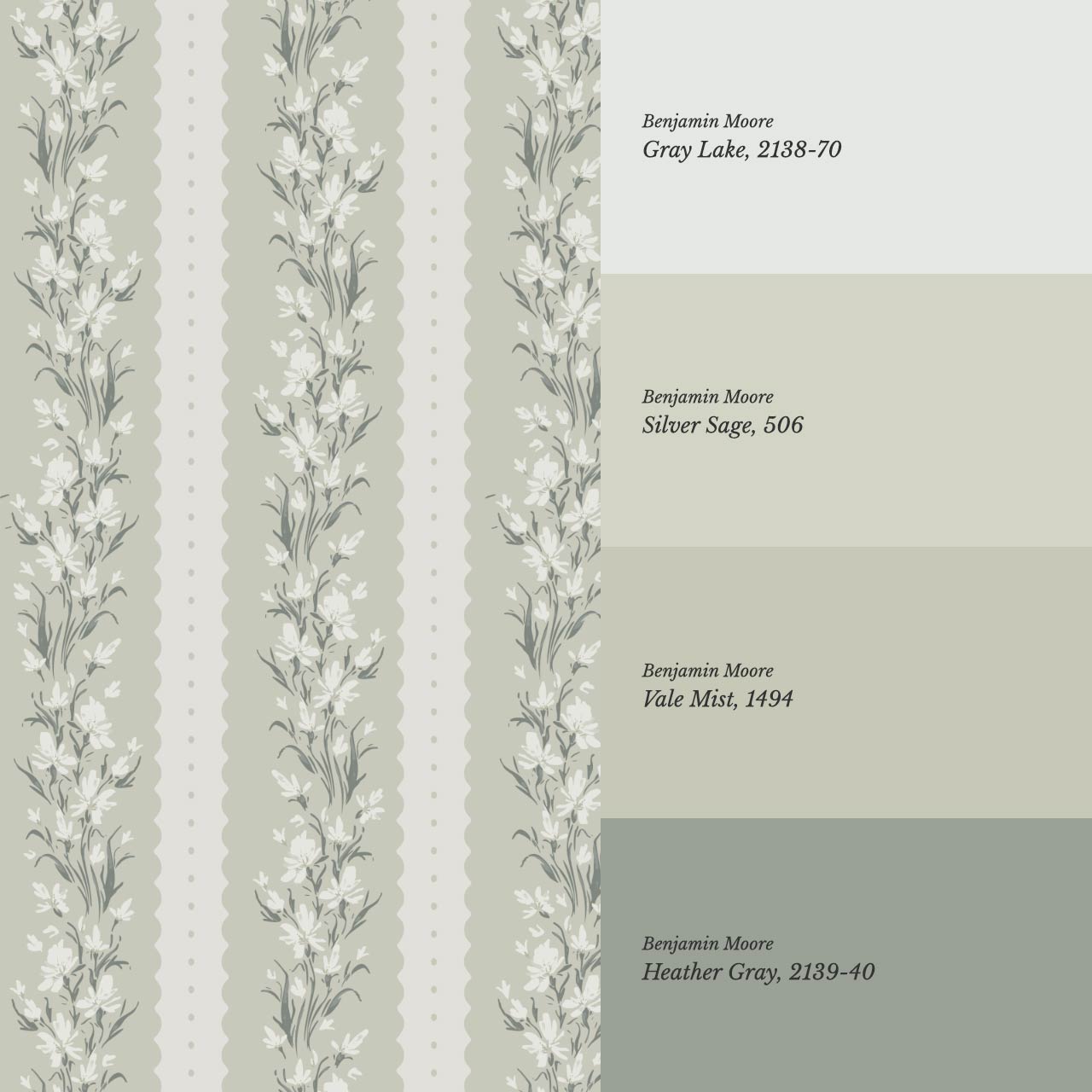 Francesca Blooming Stripes Sage Wallpaper