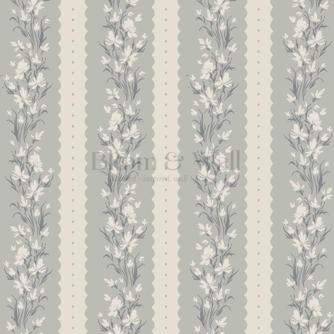 Francesca Blooming Stripes Dove Beige Wallpaper