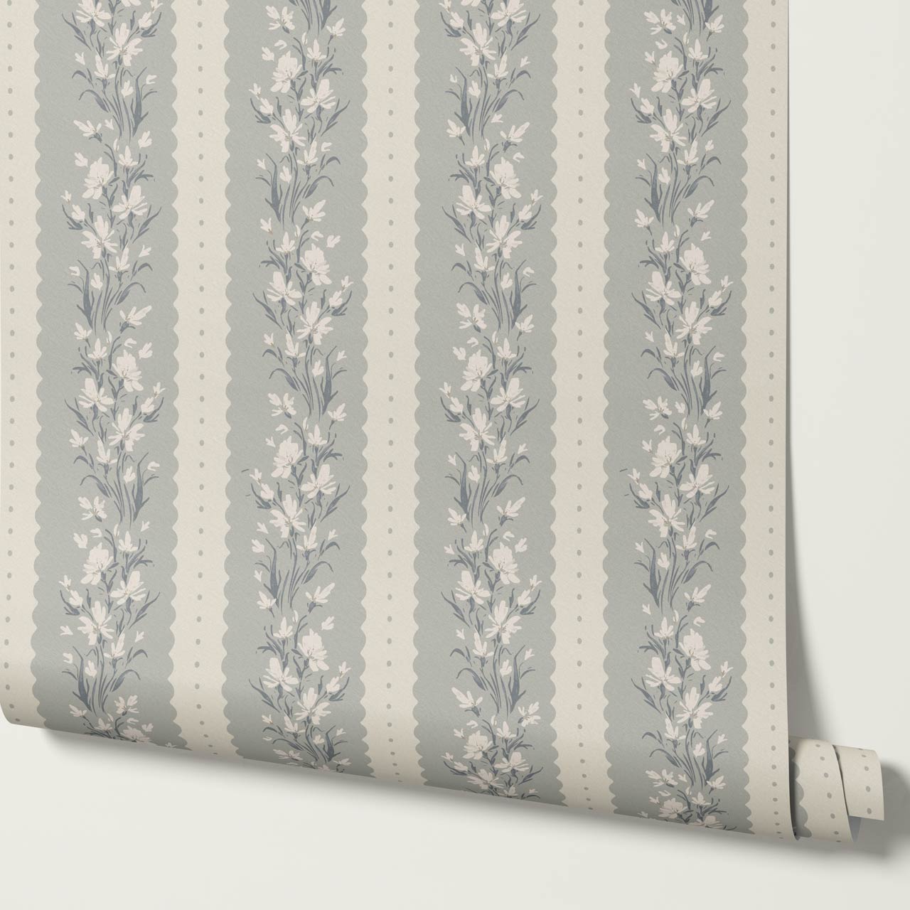 Francesca Blooming Stripes Dove Beige Wallpaper