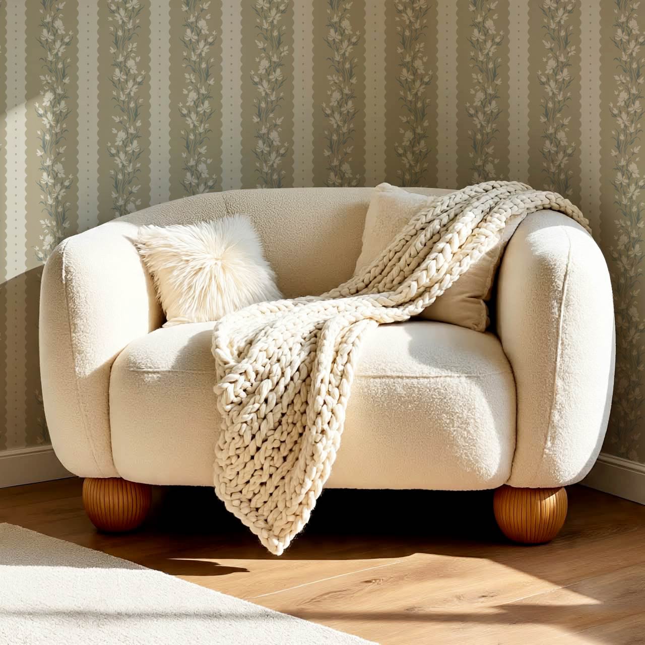 Francesca Blooming Stripes Olive Wallpaper