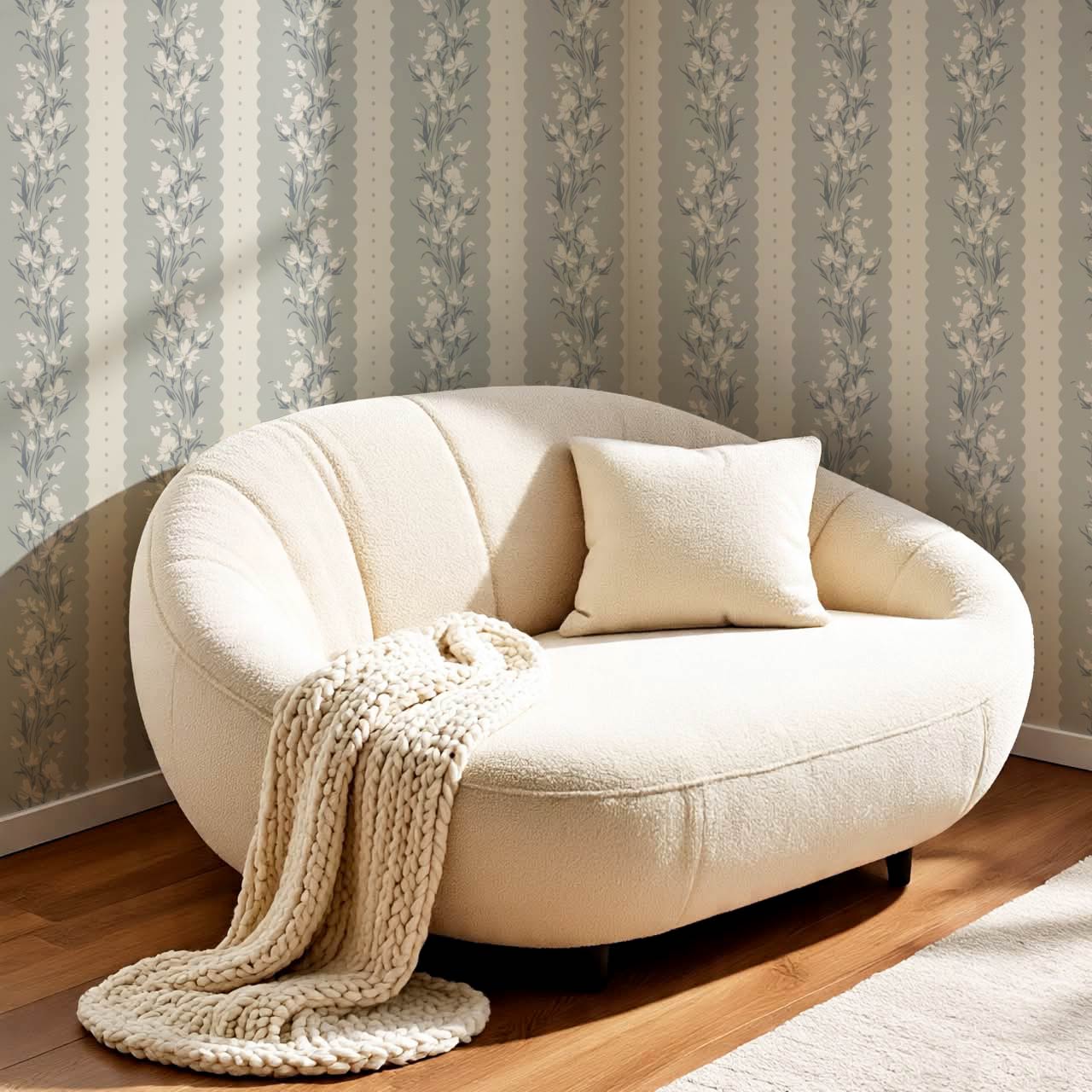 Francesca Blooming Stripes Dove Beige Wallpaper