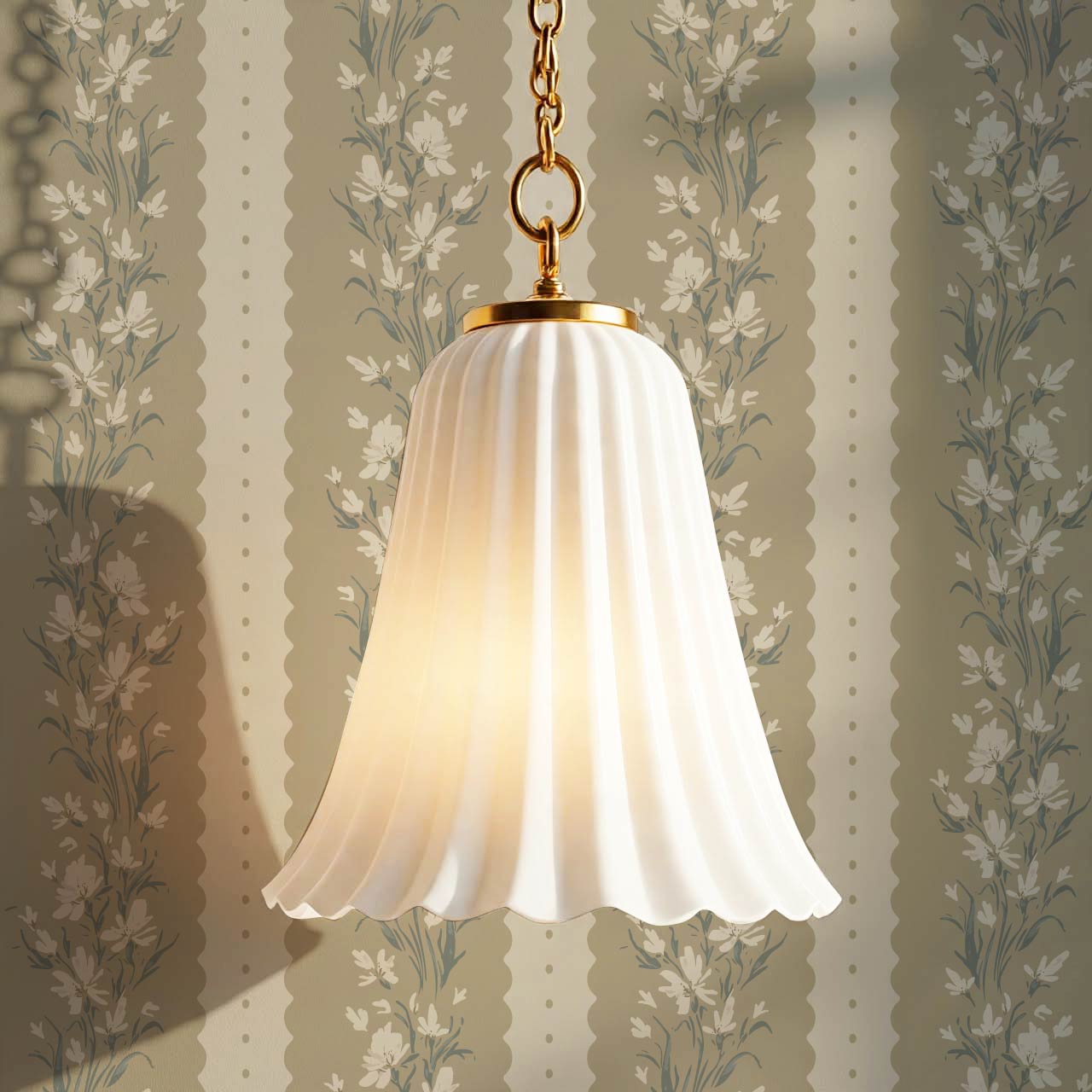 Francesca Blooming Stripes Olive Wallpaper