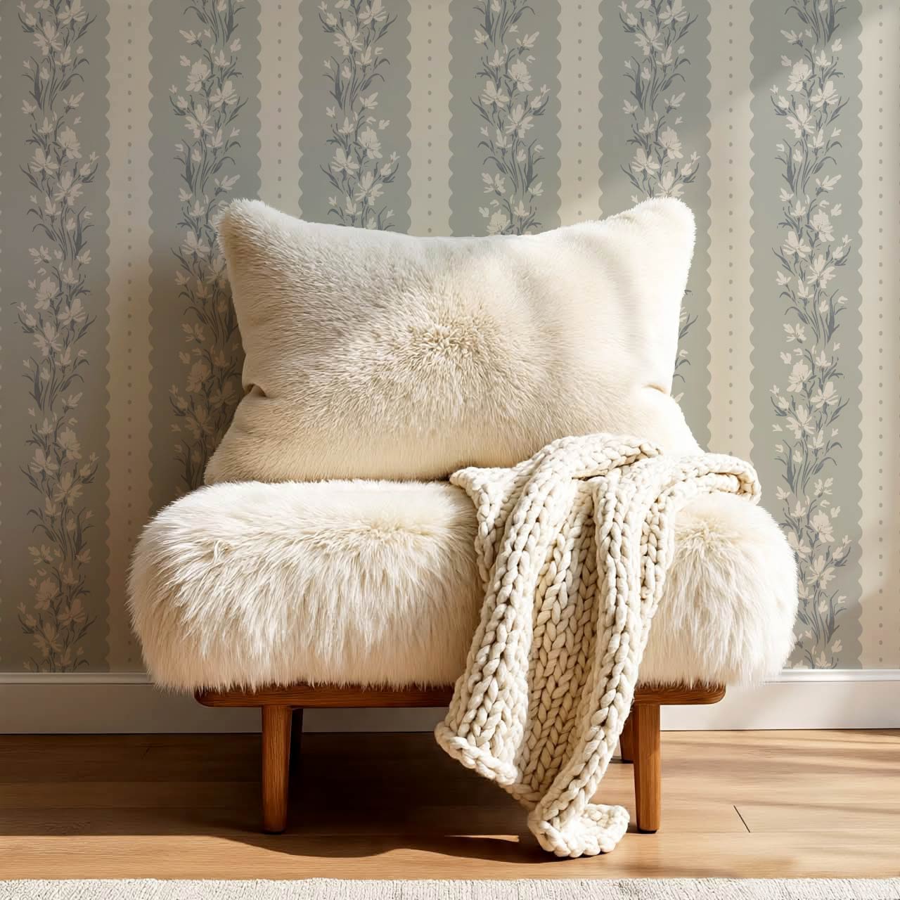 Francesca Blooming Stripes Dove Beige Wallpaper